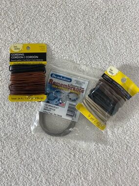 Craft Supply Bundle Bead Landing Round Leather Cord & Beadalon Bracelet Wire